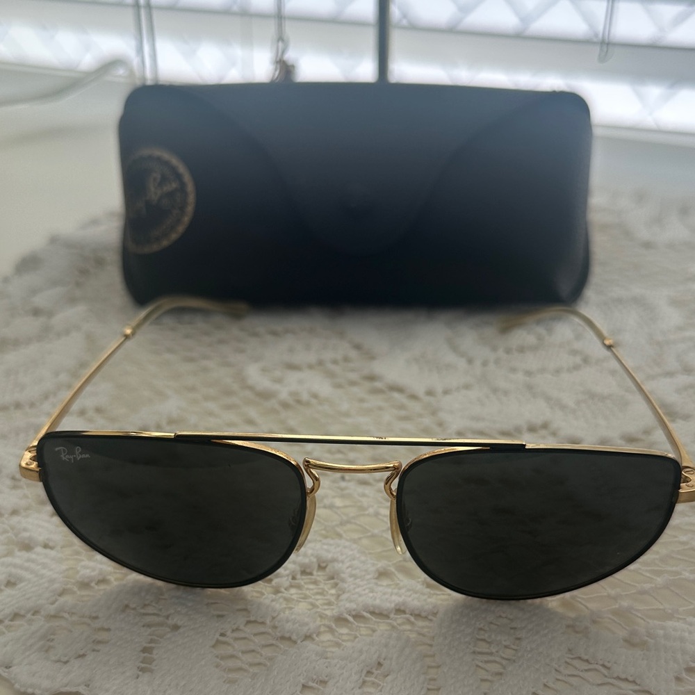 Ray-Ban Gold Frame Sunglasses with Black Lenses